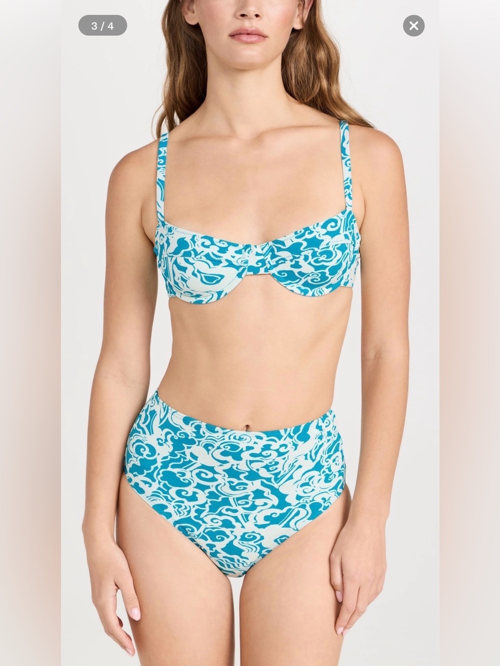 A.L.C. NWT Turquoise and White Printed Underwire Bikini Set